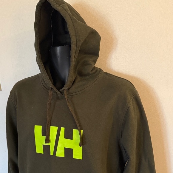 Helly Hansen Olive Hoodie with Neon Logo - Picture 2 of 5